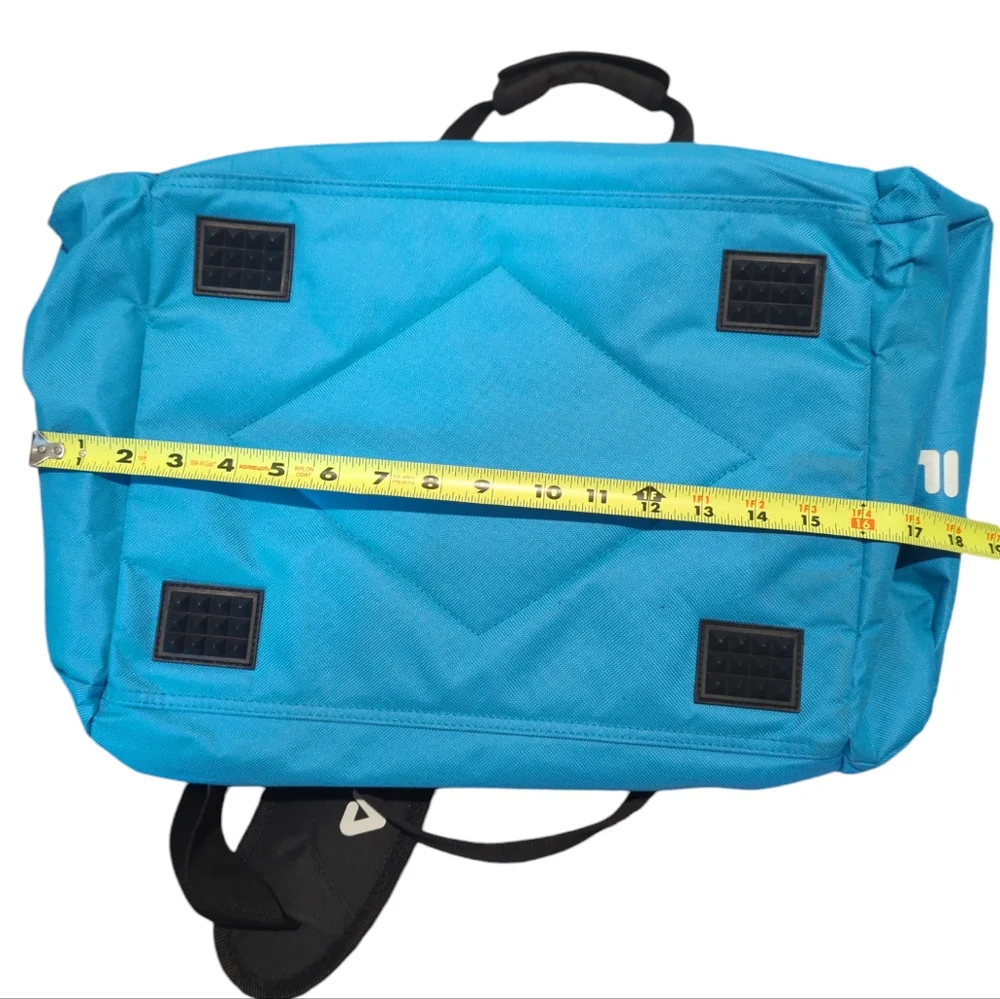 FILA Duffle Sports Gym Travel Bag Black Royal Blue Pockets Compartments Straps